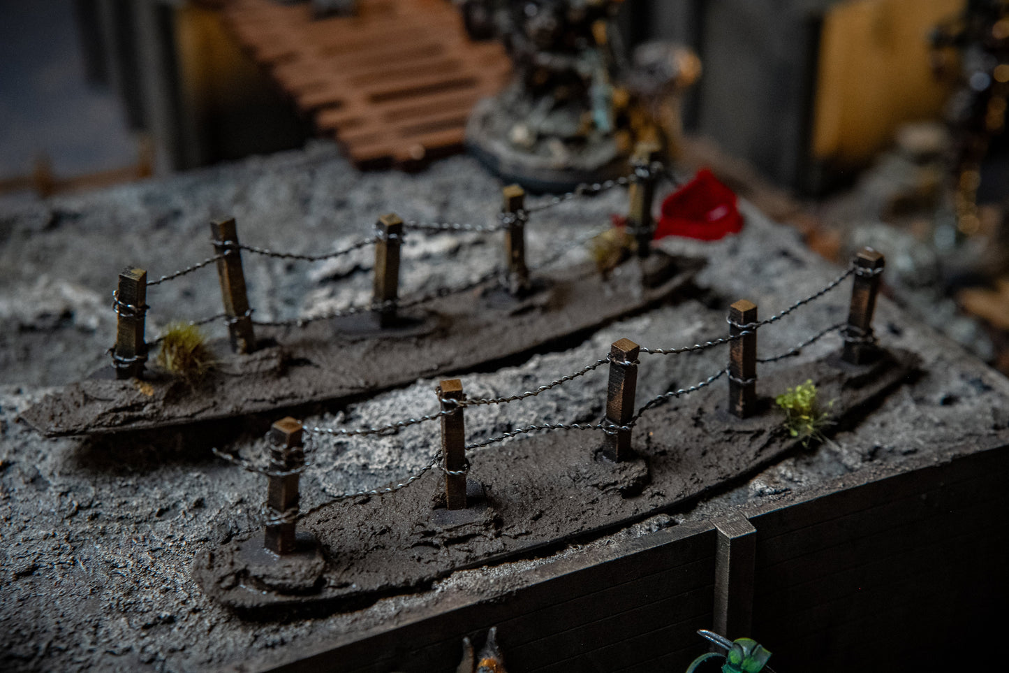 Barbed Wire Fence Scatter Terrain - 28mm Scale Wargaming Defensive Obstacles