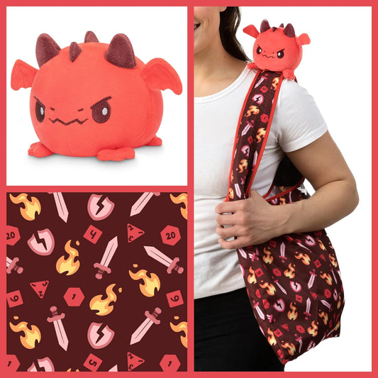 Red Dragon Plushie with Foldaway Tote Bag