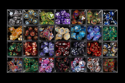 Sharp Edge Mystery Dice 6 Pack | 6 Unique Hand-Poured Resin Sets with Pins & Stickers