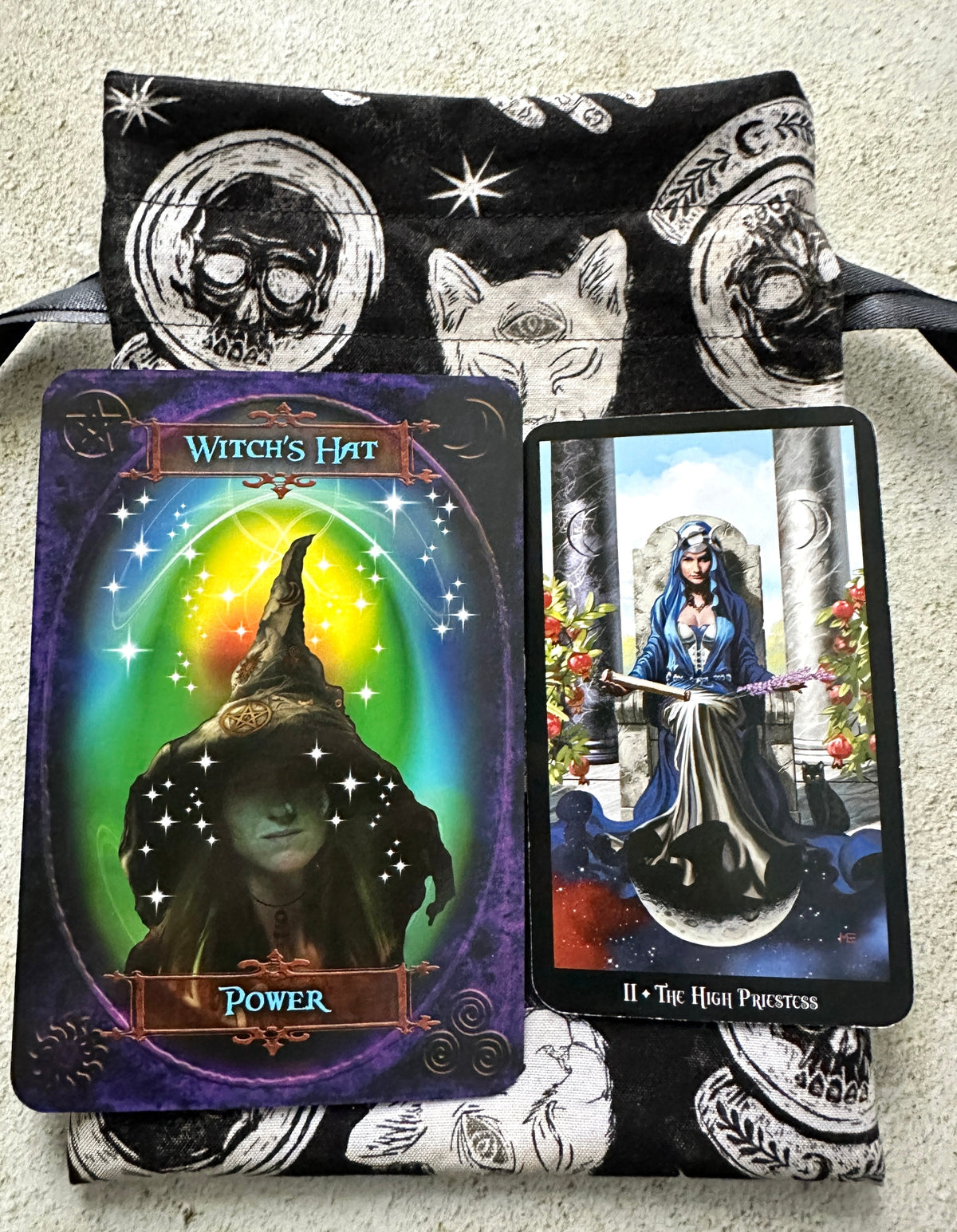 Witchy Tarot Card Drawstring Bag – Ouija Print Gift for Tarot Readers & Oracle Deck Lovers