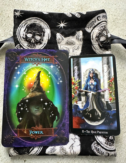 Witchy Tarot Card Drawstring Bag – Ouija Print Gift for Tarot Readers & Oracle Deck Lovers