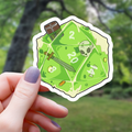 Gelatinous D20 Polyhedral Dice Monster Sticker – 3" Waterproof RPG Sticker
