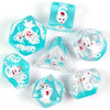 White Duck Red Hat on Blue 7-Dice Set w/White Numbers Dnd Dice Set