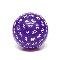 "Purple" Single 100 Sided Polyhedral Dice (D100) | Purple Color (45mm) White