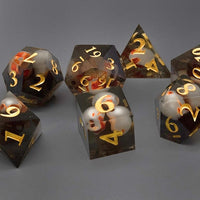 Smoke Sunken Skull Inclusion 7-Dice Set Resin Sharp Edge RPG DND
