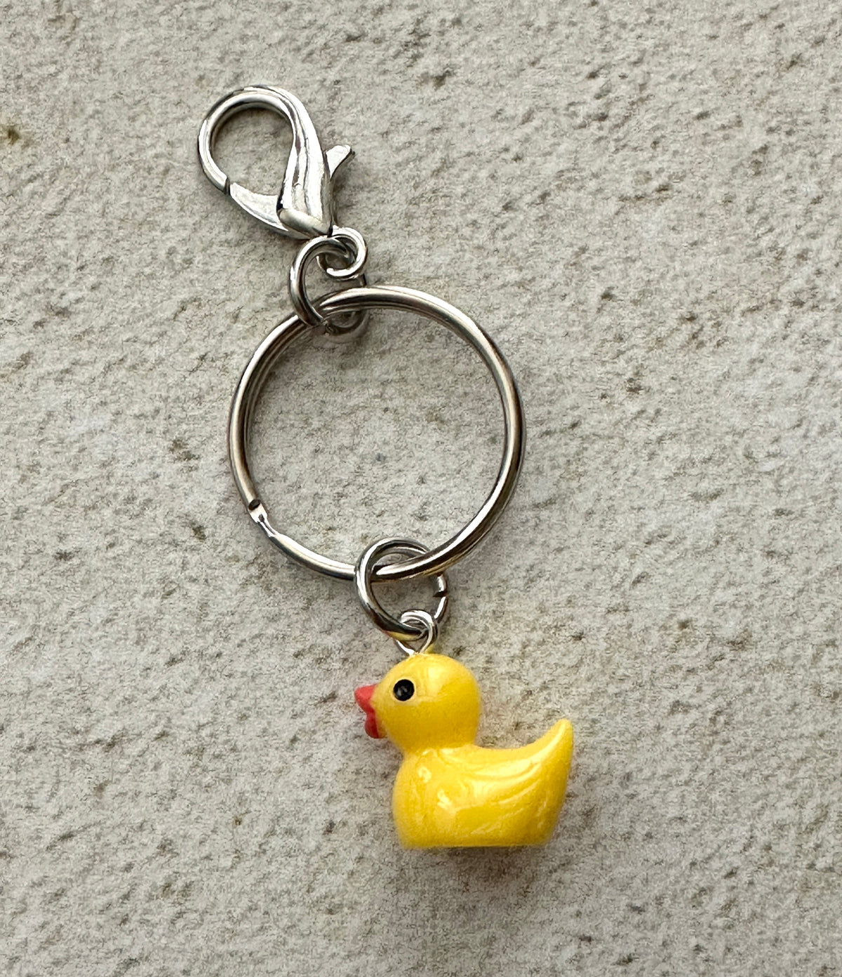 Yellow Rubber Duck Zipper Pull Bag Charm Keychain