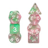 Rebirth 7-Dice Set Green/Pink w/White Numbers Dnd Dice Set (Blacklight reactive)