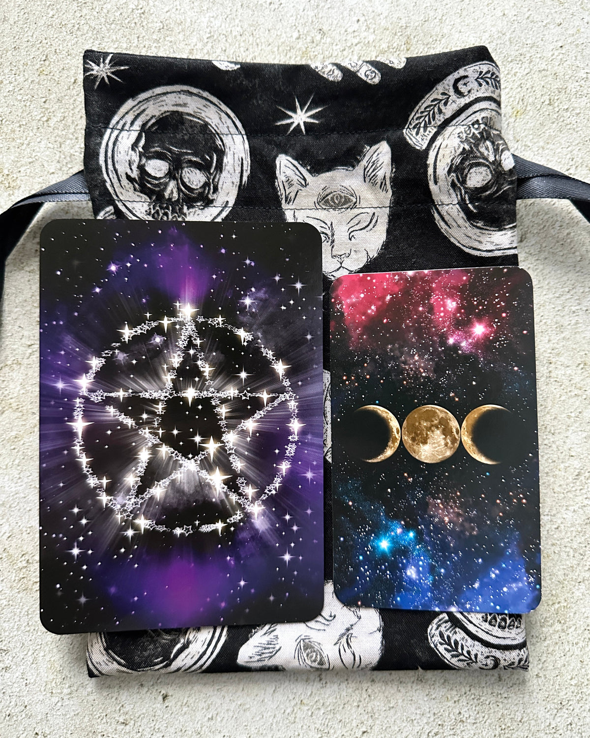 Witchy Tarot Card Drawstring Bag – Ouija Print Gift for Tarot Readers & Oracle Deck Lovers