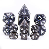 Black Glitter 7-Dice Mini-Dice RPG Set w/White Numbers Miniature Dice