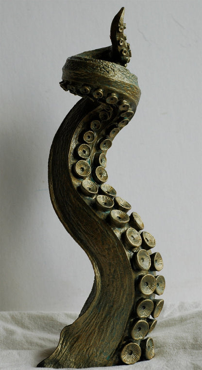 Tentacle Candlestick Holder, Hand Sculpted Resin Sculpture | Octopus Lovecraftian Tentacle Candle for Nautical Gift and Gothic Home Decor