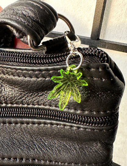 Cannabis Leaf Keychain, Weed Marijuana Stoner Bag Charm Keychain