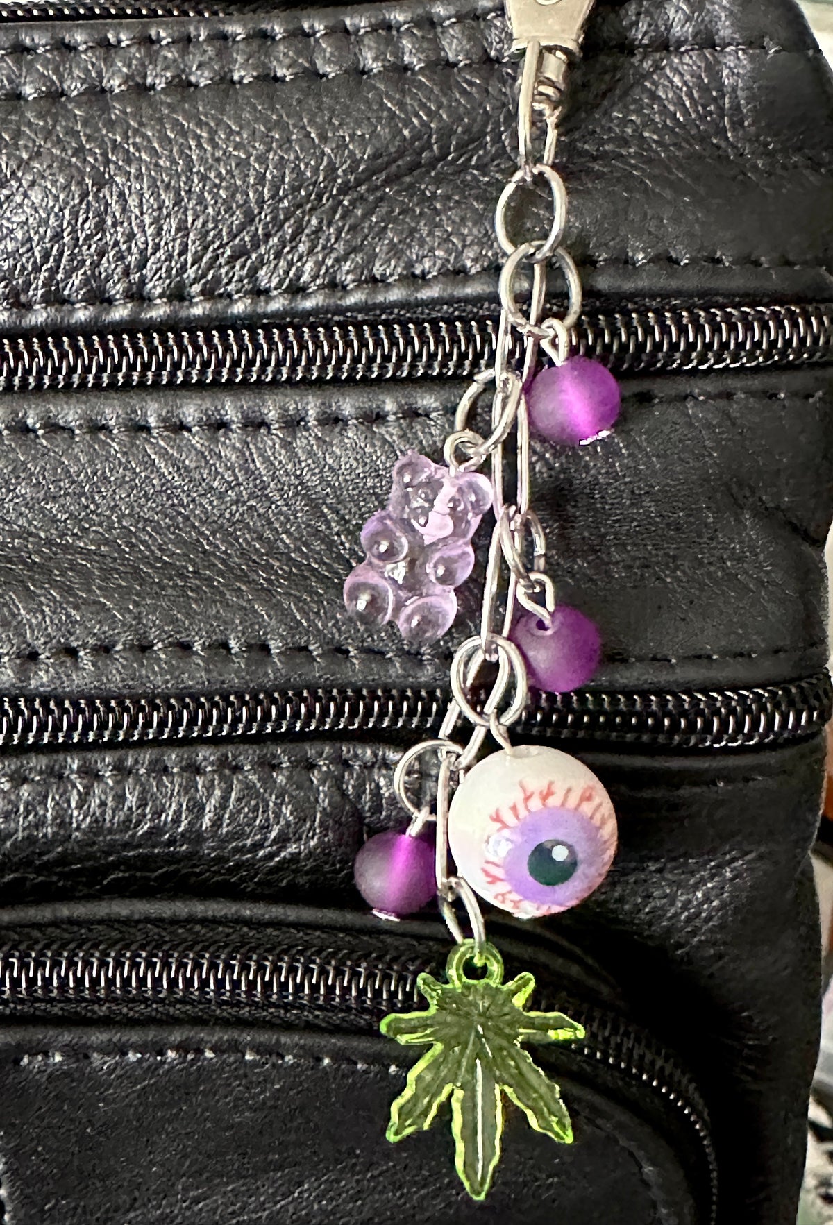 Marijuana Lover Gummy Bear Bloodshot Eyeball Bag Charm Keychain