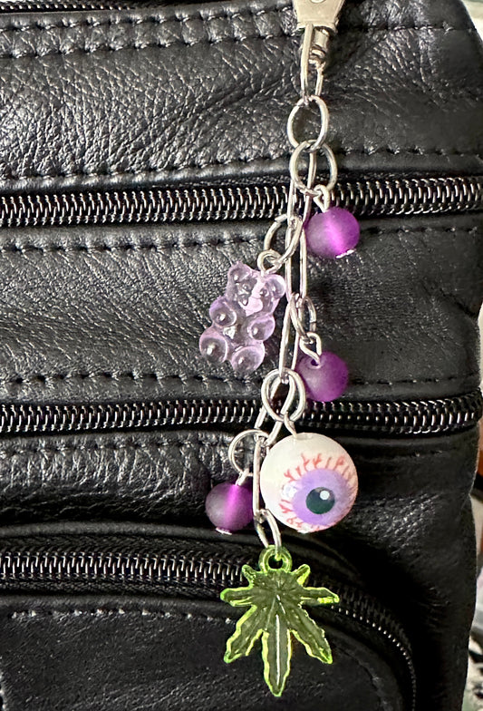 Marijuana Lover Gummy Bear Bloodshot Eyeball Bag Charm Keychain