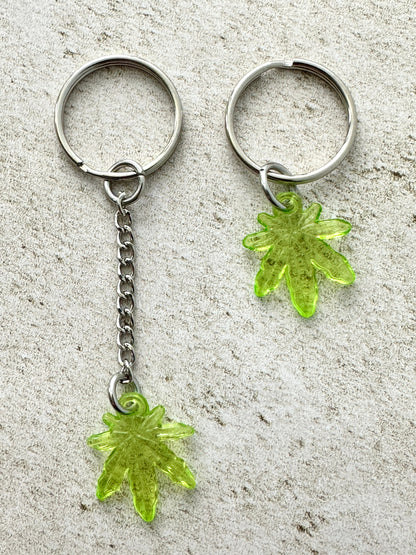 Cannabis Leaf Keychain, Weed Marijuana Stoner Bag Charm Keychain