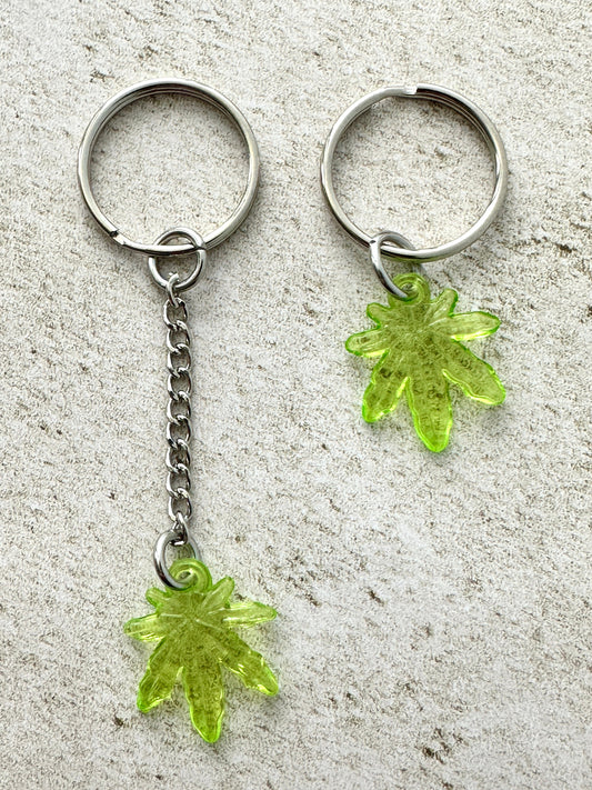 Cannabis Leaf Keychain, Weed Marijuana Stoner Bag Charm Keychain
