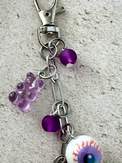 Marijuana Lover Gummy Bear Bloodshot Eyeball Bag Charm Keychain