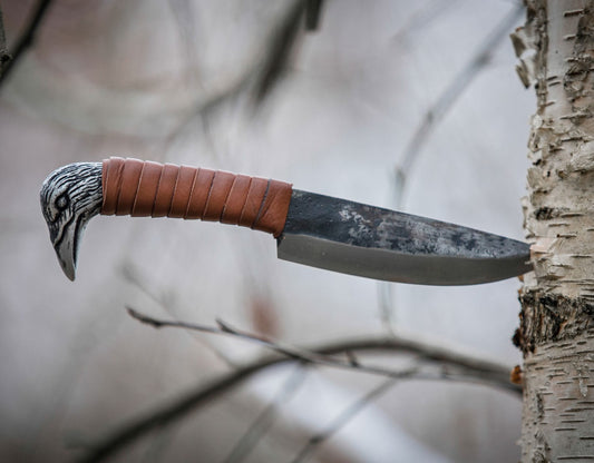 Raven Hilt Knife – Hand-Forged Viking Utility Knife with 5.5" Blade