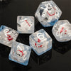 Polar Bear on Blue 7-Dice Set w/White Numbers Dnd Dice Set