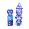 Crystal Dream 7-Dice Set Purple/Blue w/White Numbers Stained Glass Dnd Dice Set