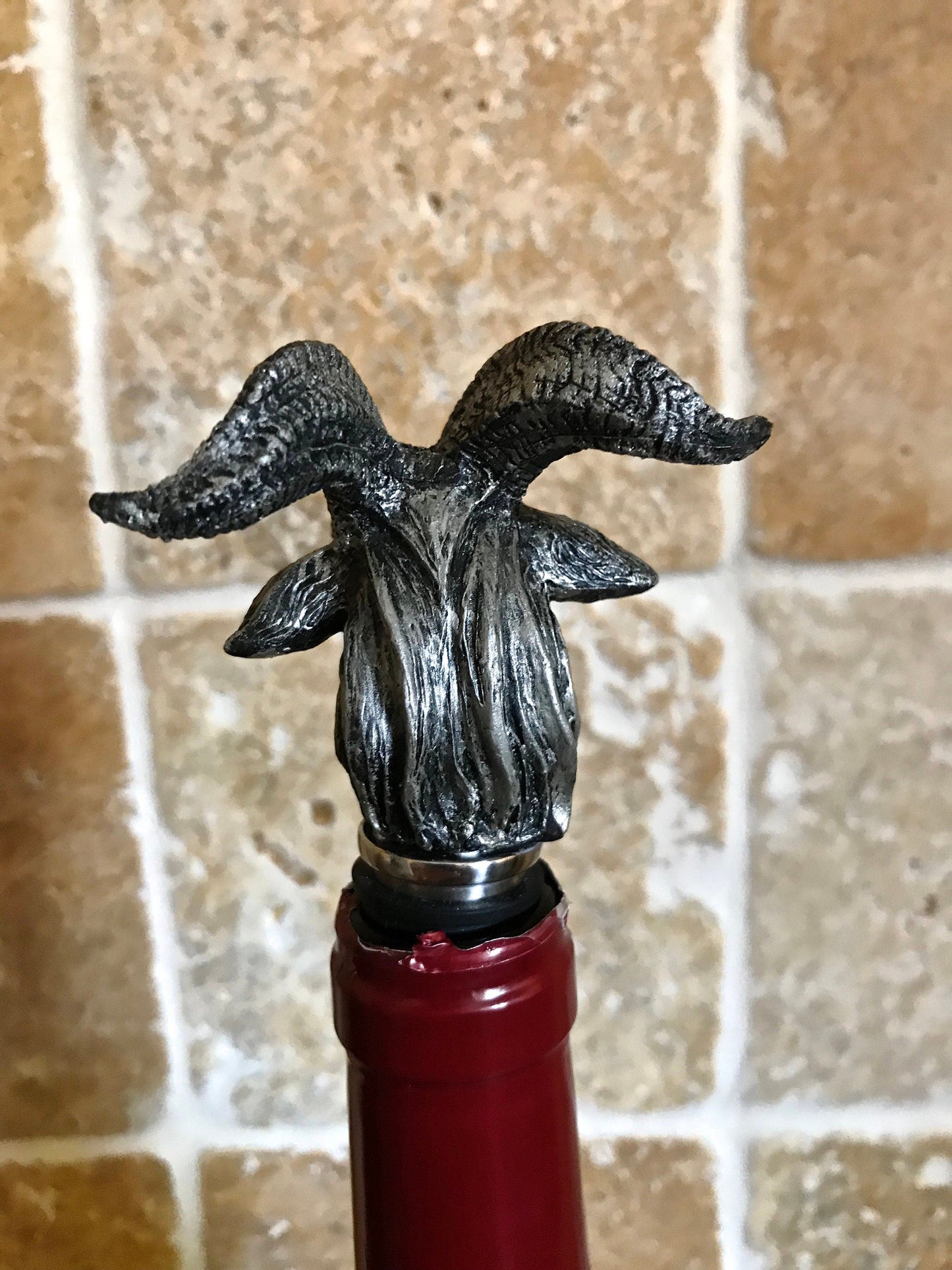 Goat Head Wine Stopper – Baphomet Gothic Resin Barware