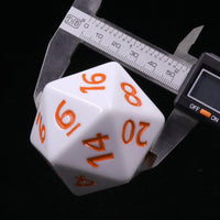 55mm Titan d20 (White with Orange) Huge d20 for DND RPG