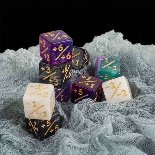 MTG +1/-1 Counting Dice — 16mm Acrylic Double-Sided D6 Counter (7-Pack)
