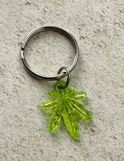 Cannabis Leaf Keychain, Weed Marijuana Stoner Bag Charm Keychain