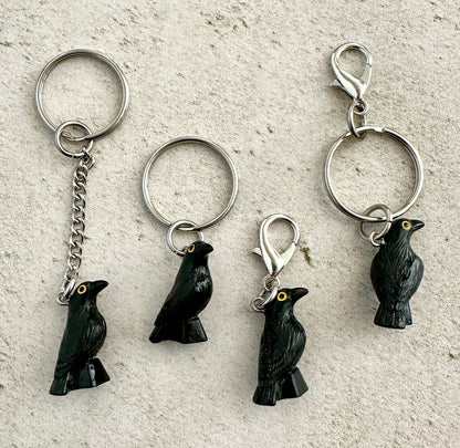 Crow Raven Bag Charm Keychain – Spooky Zipper Pull for Goths, Witches & Horror Fans