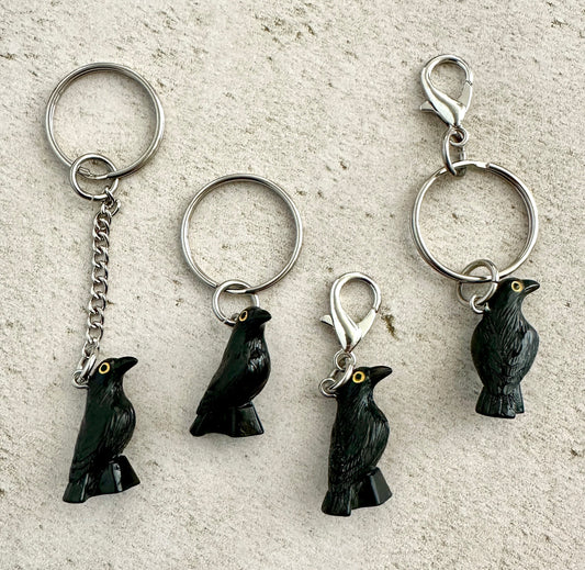 Crow Raven Bag Charm Keychain – Spooky Zipper Pull for Goths, Witches & Horror Fans