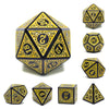 Yellow Magic Flame 7-Dice Set DND RPG Dice Black w/Color Fill