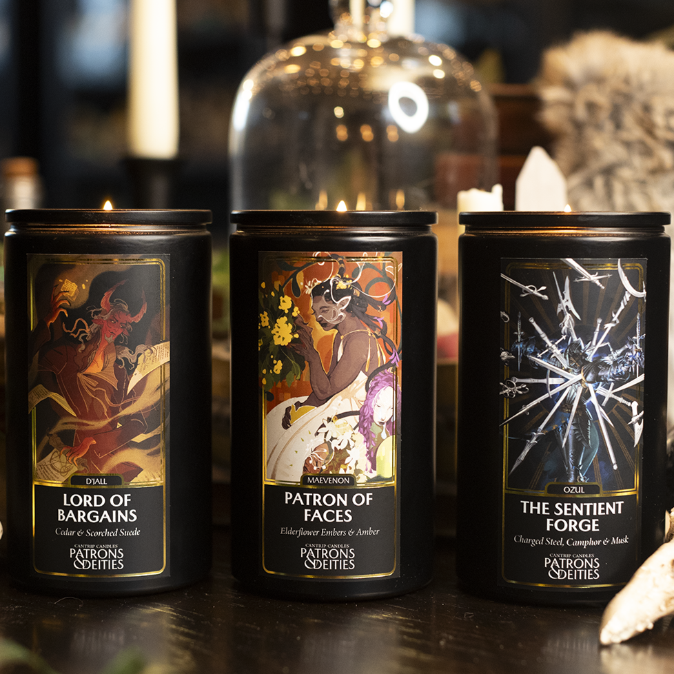Cantrip Candles Maevenon Patron of Faces 16oz - D&D Deity Candle