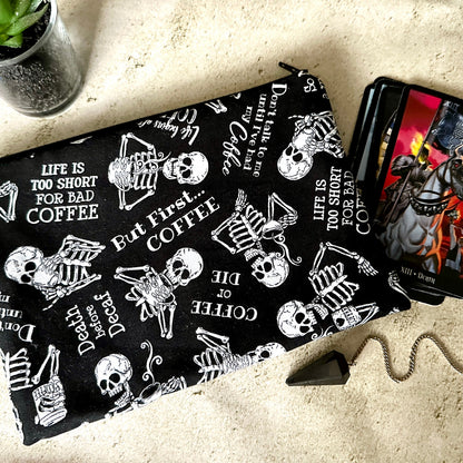 Coffee Lover Tarot Bag – Padded Zipper Pouch for Tarot & Oracle Decks