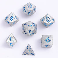 Barbarian Solid Metal Polyhedral Dice Set - Matte Silver Blue