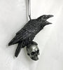 Raven Perched on Skull Ornament | Unique Gothic Home Decor | Resin Sculpture Poe's Raven, Literary Ornament Gift and Gothic Holiday Decor