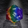 95mm Fantasy Rainbow Starry Sky Extra Large D20 Resin DND Dice + White Numbers