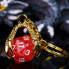 Claw Red D20 Keychain Featuring Gold Metal Dragon Claw + d20