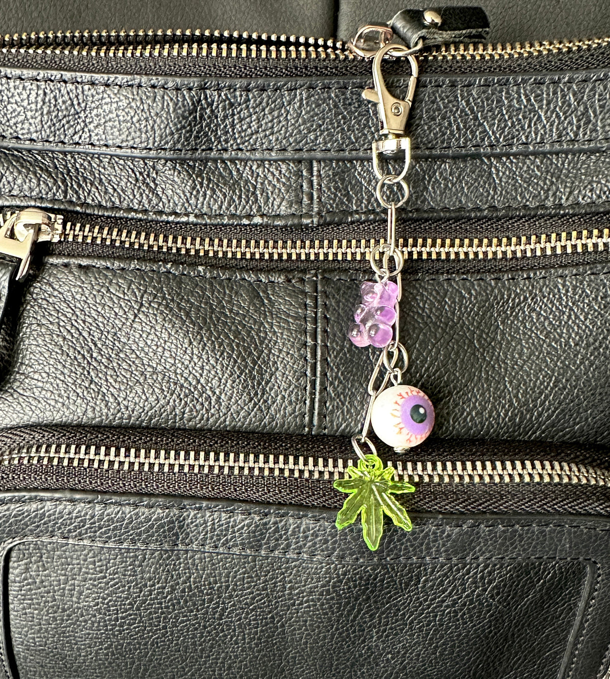 Marijuana Lover Gummy Bear Bloodshot Eyeball Bag Charm Keychain