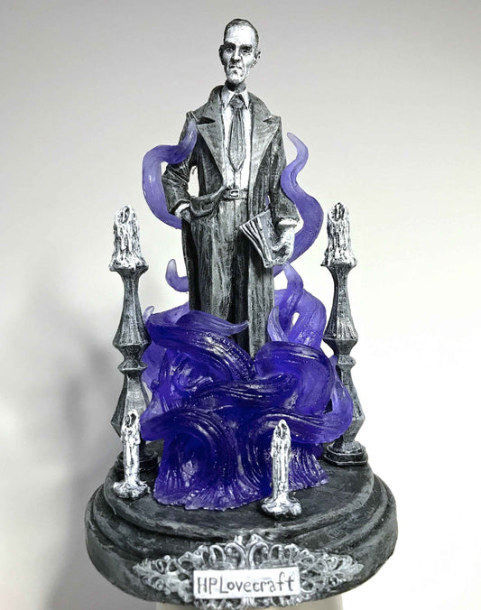 H.P. Lovecraft Statue, designed with Abigail Larson, Purple Tentacles