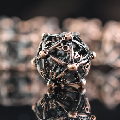 Draco Immortui Hollow Metal Dice Set - Bronze with Free Velvet Bag