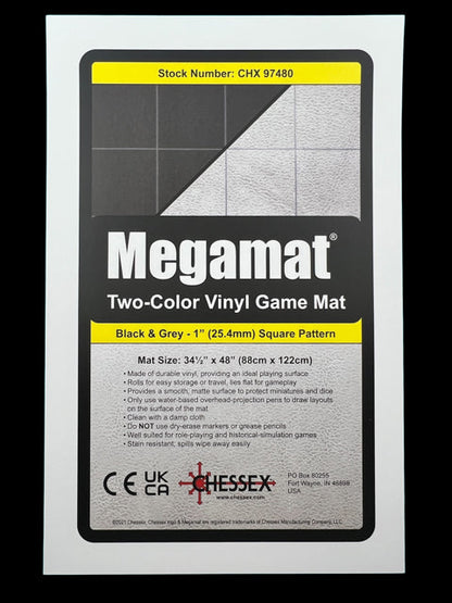 [Preorder] Megamat® 1" Reversible Blue-Green/Black-Grey Squares/Hexes (34½" x 48" Playing Surface) [Multiple Options]