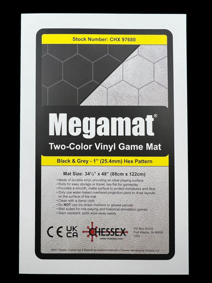 [Preorder] Megamat® 1" Reversible Blue-Green/Black-Grey Squares/Hexes (34½" x 48" Playing Surface) [Multiple Options]