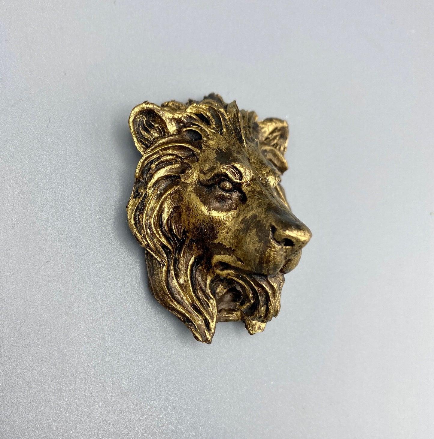 Lion's Head Magnet, Hand Painted Resin Sculpture | Mythic Fantasy Decor | Lion Magnet for Fantasy and Gothic Decor