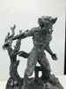 Werewolf Statue, Hand Painted Grayscale Resin Sculpture | Gothic Halloween Legendary Monster Figurine | Dark Art for Spooky Home Decor