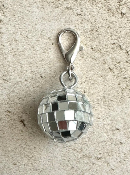 Retro Disco Ball Zipper Pull Bag Charm Keychain
