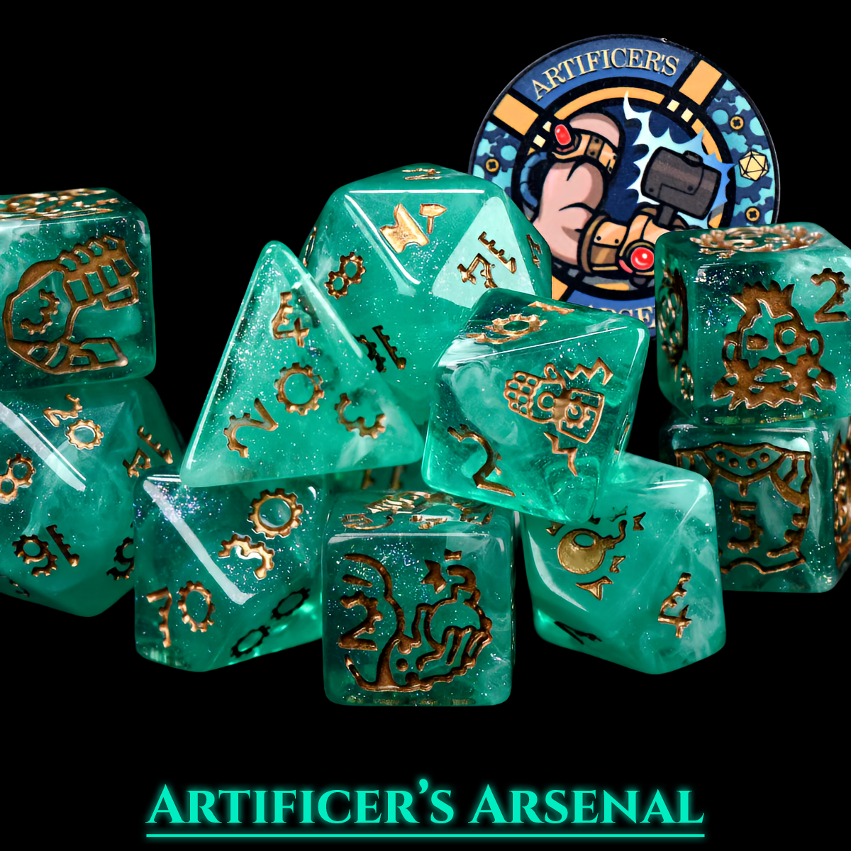 Artificer's Arsenal Dice Set | Steampunk D&D Dice by Revenant Foundry