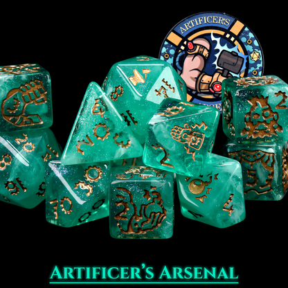 Artificer's Arsenal Dice Set | Steampunk D&D Dice by Revenant Foundry
