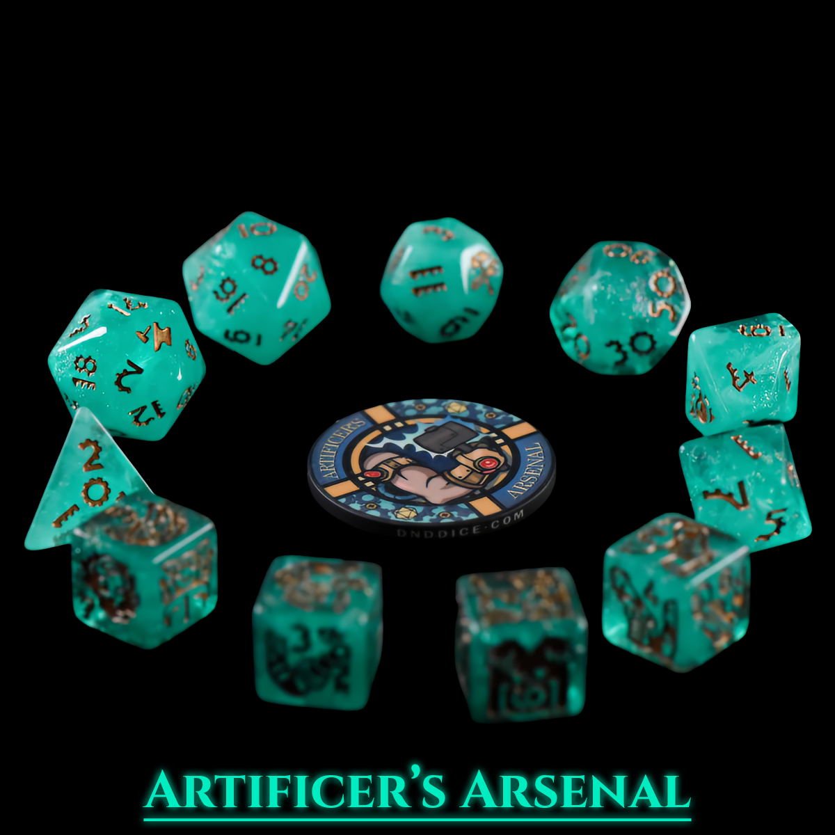 Artificer's Arsenal Dice Set | Steampunk D&D Dice by Revenant Foundry