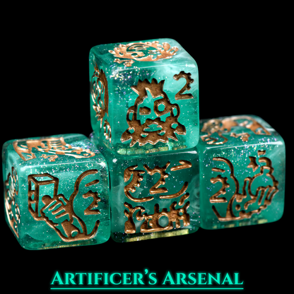Artificer's Arsenal Dice Set | Steampunk D&D Dice by Revenant Foundry