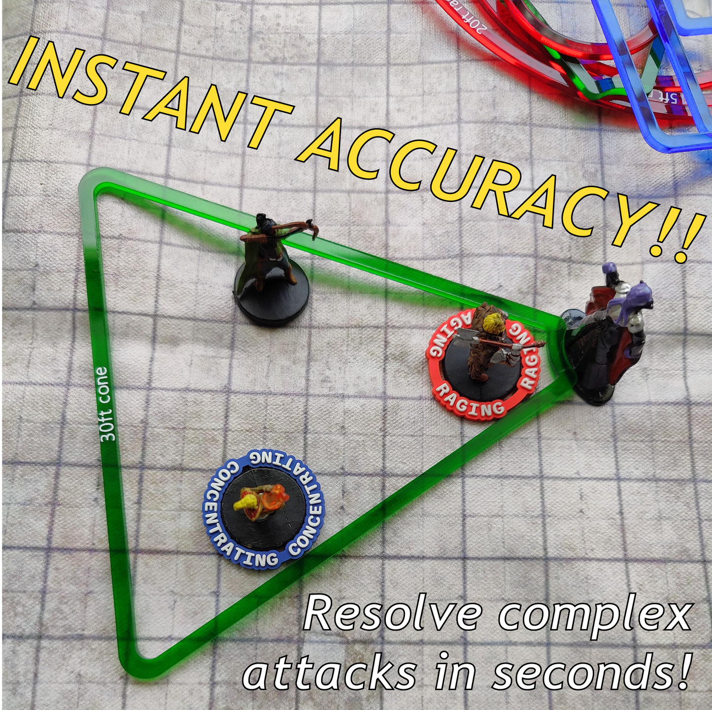 DND Area of Effect Spell Templates – Set of 16 AOE Markers for RPG