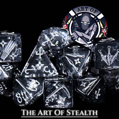 Art of Stealth Dice Set | Black Resin D&D Dice by Revenant Foundry